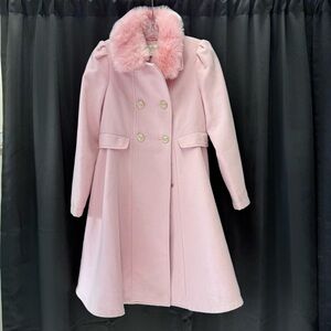 Elegant Double-Breasted Light Pink Pea Coat